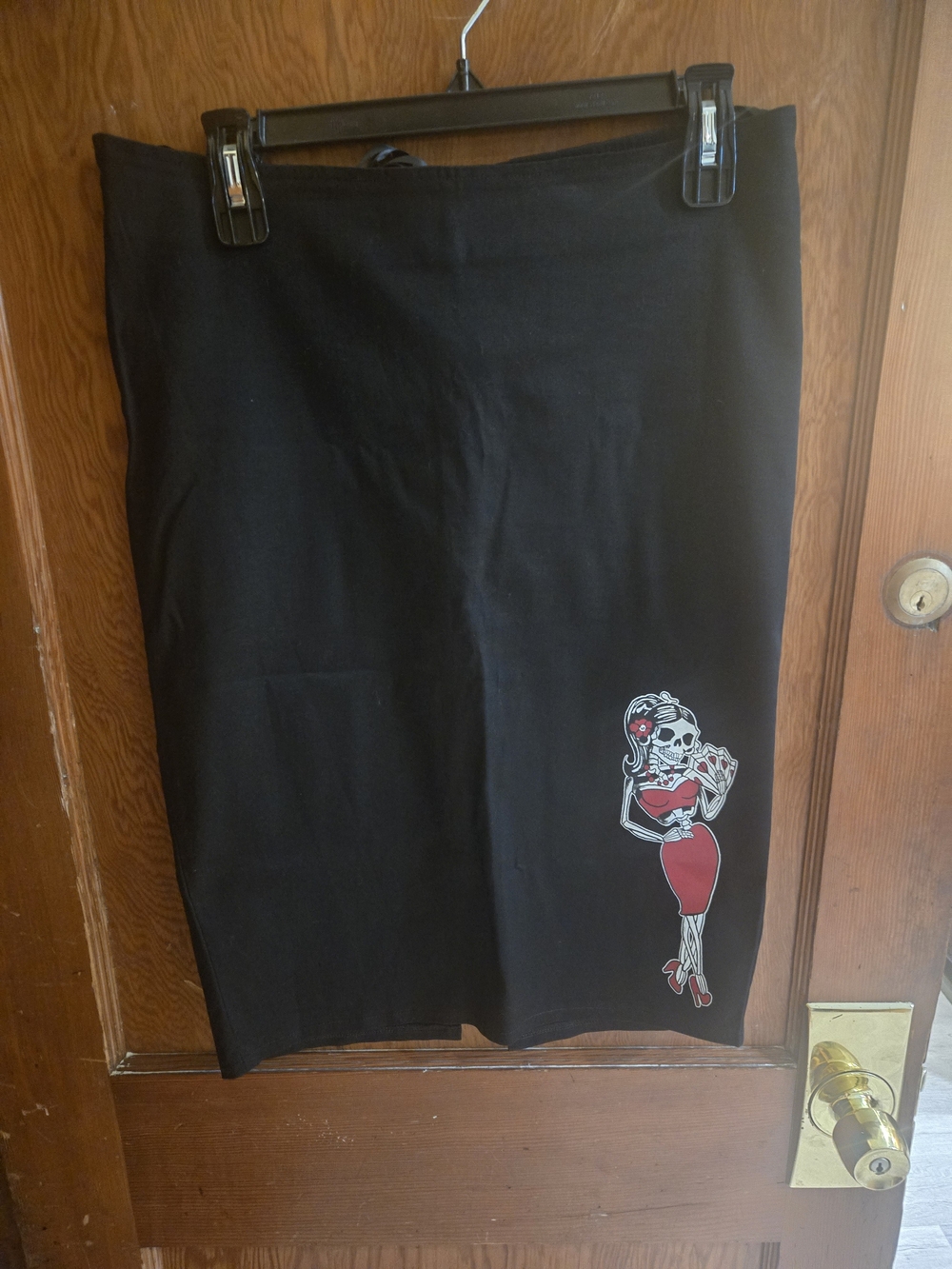Too Fast Pencil Skirt with Red  Pinup Skeleton Girl Graphic